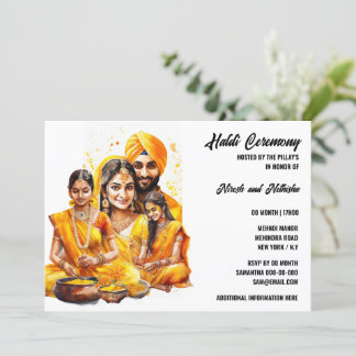 Invitación Ceremonia Haldi novio de la familia preboda