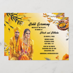Invitación Ceremonia Haldi novio de la novia india elegante