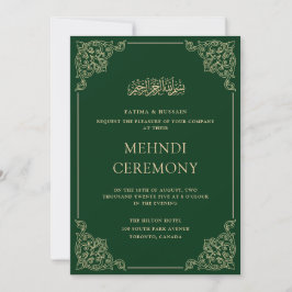 Invitación Ceremonia Henna Mehndi del marco dorado de la cose