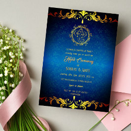 Invitación Ceremonia Hindú de Haldi de Pareja India Dorado