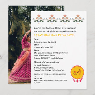 Invitación Ceremonia hindú india de Haldi antes de la boda