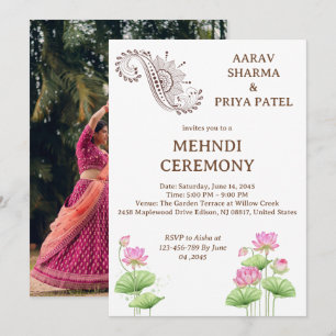 Invitación Ceremonia hindú india de Mehndi antes de la boda