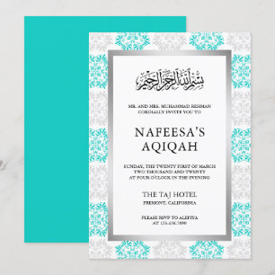 Invitación Ceremonia Islámica de Aqiqah de Damasco Floral Tur