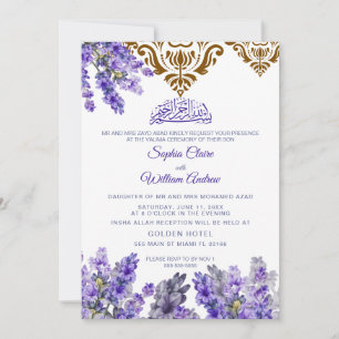 Invitación Ceremonia Islámica de Boda Valima Floral Avender