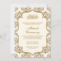 Ceremonia islámica de Mehndi en damasco de crema y