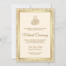 Ceremonia islámica de Mehndi en damasco de crema y