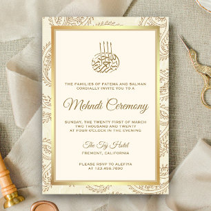 Invitación Ceremonia islámica de Mehndi en paisley crema y do