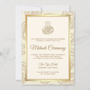 Invitación Ceremonia islámica de Mehndi en paisley crema y do