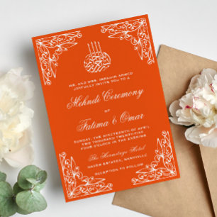 Invitación Ceremonia islámica moderna Naranja musulmana Henna