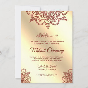Invitación Ceremonia islámica musulmana de Burgundy y Gold Me