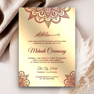 Invitación Ceremonia islámica musulmana de Burgundy y Gold Me
