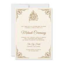 Ceremonia islámica musulmana de crema y oro Mehndi