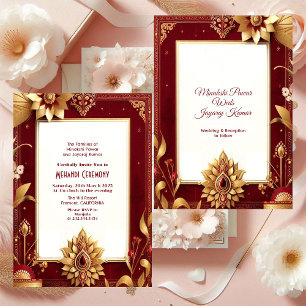 Invitación Ceremonia Mehandi Boda asimétrico del Oro Indio
