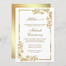 Ceremonia Mehndi de la frontera floral de oro blan