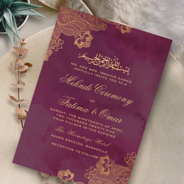 Invitación Ceremonia Mehndi de los musulmanes islámicos de Bo (Subido por el creador)