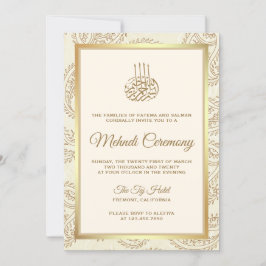 Invitación Ceremonia Mehndi islámica Cream and Gold Paisley
