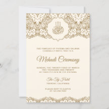 Ceremonia Mehndi islámica de crema y encaje de oro