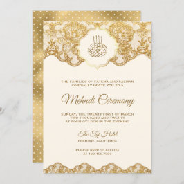 Invitación Ceremonia Mehndi islámica de Crema y Relieve metal