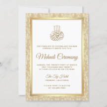 Ceremonia Mehndi islámica de Damasco de Oro y Beig