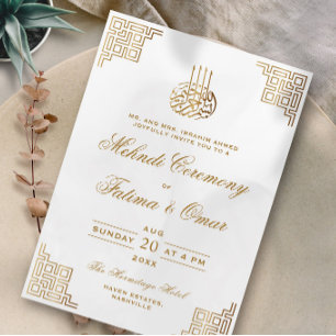 Invitación Ceremonia Mehndi islámica de la frontera geométric
