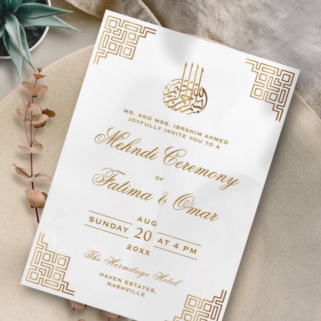 Invitación Ceremonia Mehndi islámica de la frontera geométric (Subido por el creador)