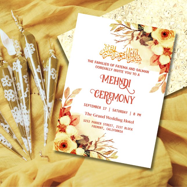 Invitación Ceremonia Mehndi musulmana floral (Subido por el creador)