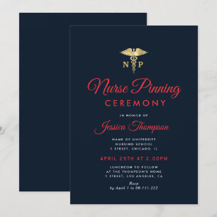 Invitación Ceremonia moderna de estampado de enfermeras azul