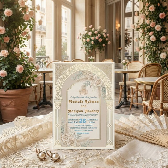Invitación Ceremonia moderna de Nikkah islámica boho (Subido por el creador)