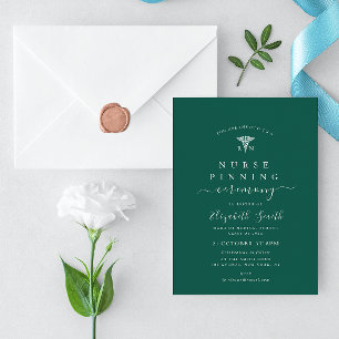 Invitación ceremonia moderna de punzonado de enfermeras verde