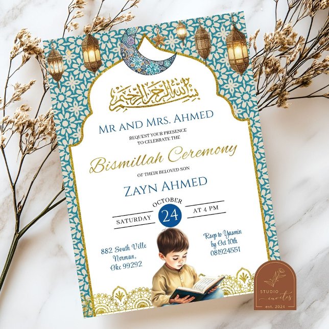Invitación Ceremonia Moon Islamic Boy Bismillah (Subido por el creador)