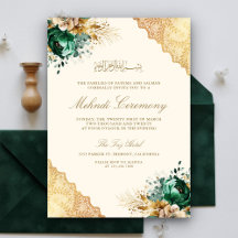 Ceremonia musulmana de Mehndi con encaje dorado fl