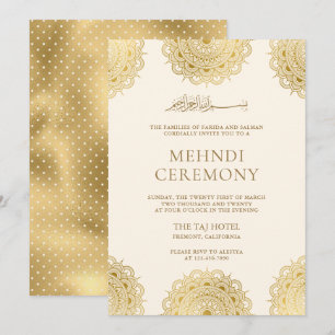Invitación Ceremonia musulmana de Mehndi con motivo asiático 