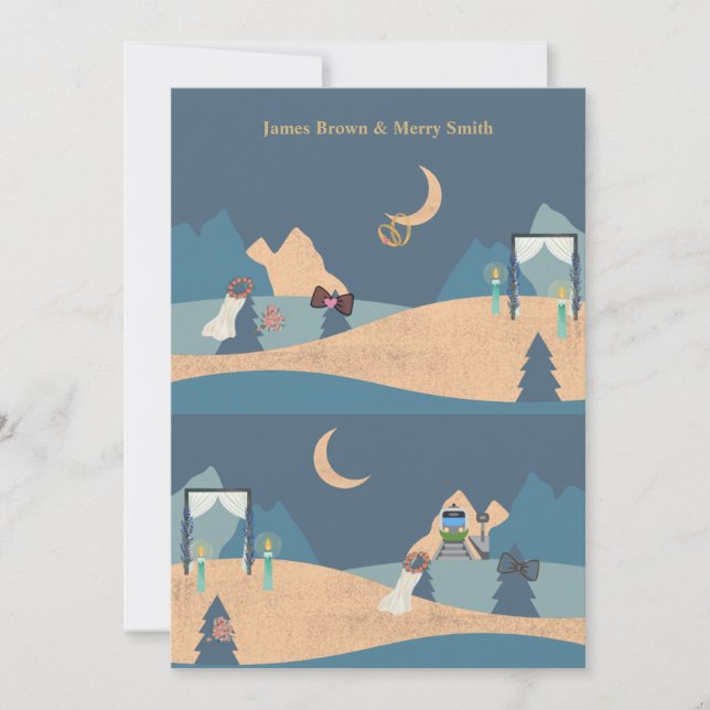Invitación Ceremonia nocturna de árboles románticos Boda de l (Anverso)