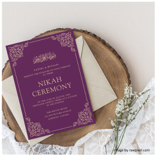 Invitación Ceremonia Purple Nikah Boda musulmán islámico