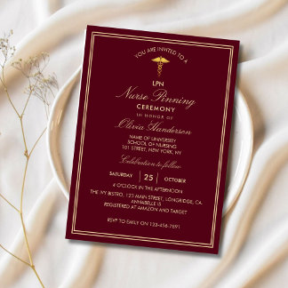 Invitación Ceremonia Red Gold Elegant de Enfermería