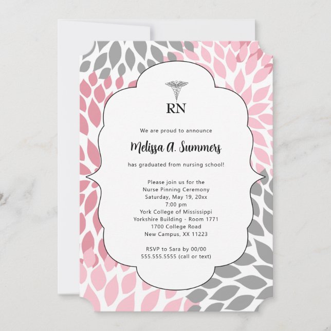 Invitación Ceremonia RN Nurse de punzonado invita a la florac (Anverso)