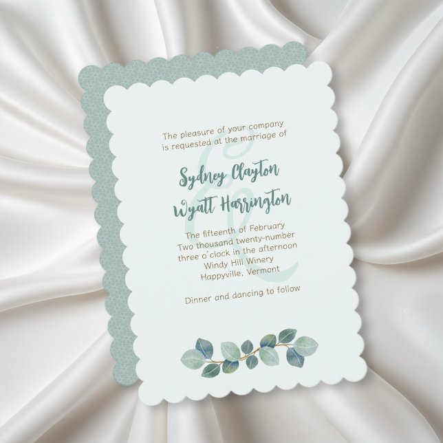 Invitación Ceremonia simple de Boda Eucalyptus deja (Subido por el creador)