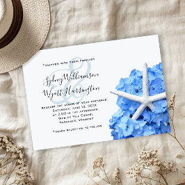 Invitación Ceremonia simple de Starfish Blue Hydrangea