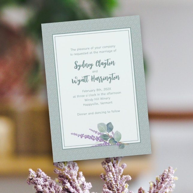 Invitación Ceremonia simple Eucalyptus deja Boda (Subido por el creador)
