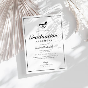 Invitación ceremonia simple mínima de graduación de farmacia