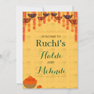 Invitación Ceremonia tradicional amarilla de Haldi y mehndi