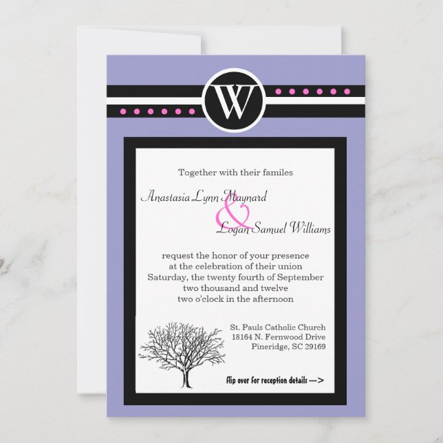 INVITACIÓN CEREMONIA Y RECEPCIÓN DE DOS EN UN BODA (Anverso)