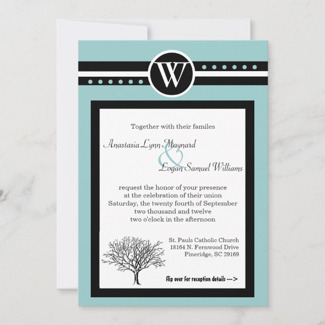 INVITACIÓN CEREMONIA Y RECEPCIÓN DE DOS EN UN BODA (Anverso)