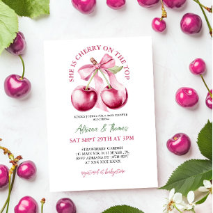 Invitación Cereza En La Parte Superior Cumpleaños Baby Shower
