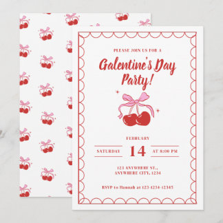 Invitación Cereza en la parte superior Día de Galentine Blanc