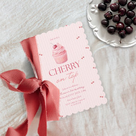 Invitación Cereza en lo alto cumpleaños niña 1