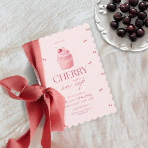 Invitación Cereza en lo alto cumpleaños niña 1