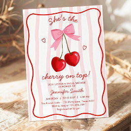 Invitación Cereza En Lo Alto Despedida de Soltera Lazo Rosa R