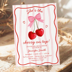 Invitación Cereza En Lo Alto Despedida de Soltera Lazo Rosa R