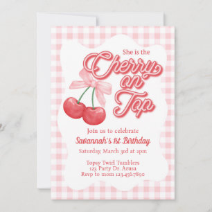 Invitación Cereza encima, Cumpleaños de Cereza, Cualquier Eda